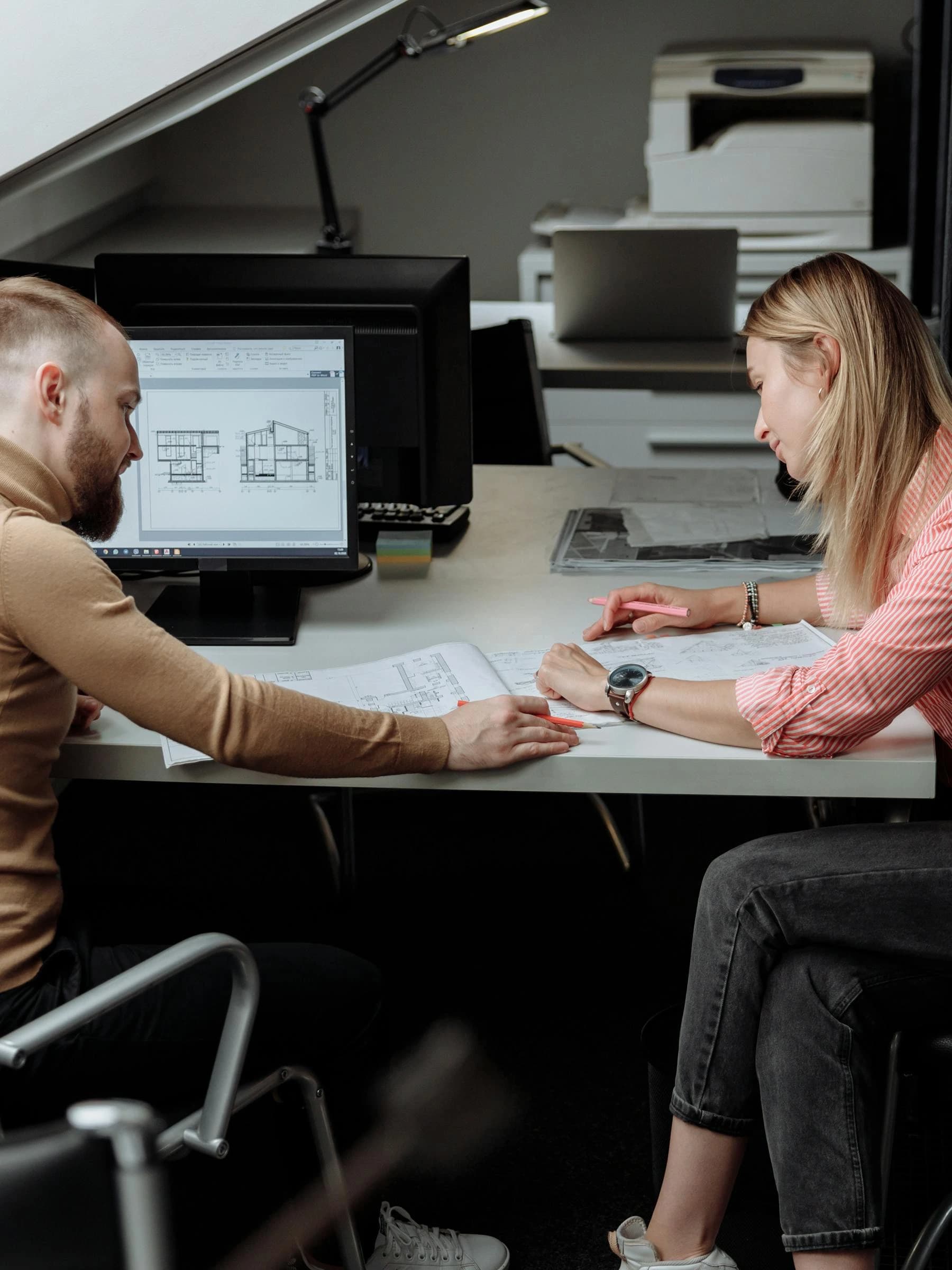 Professionals collaborating together at work