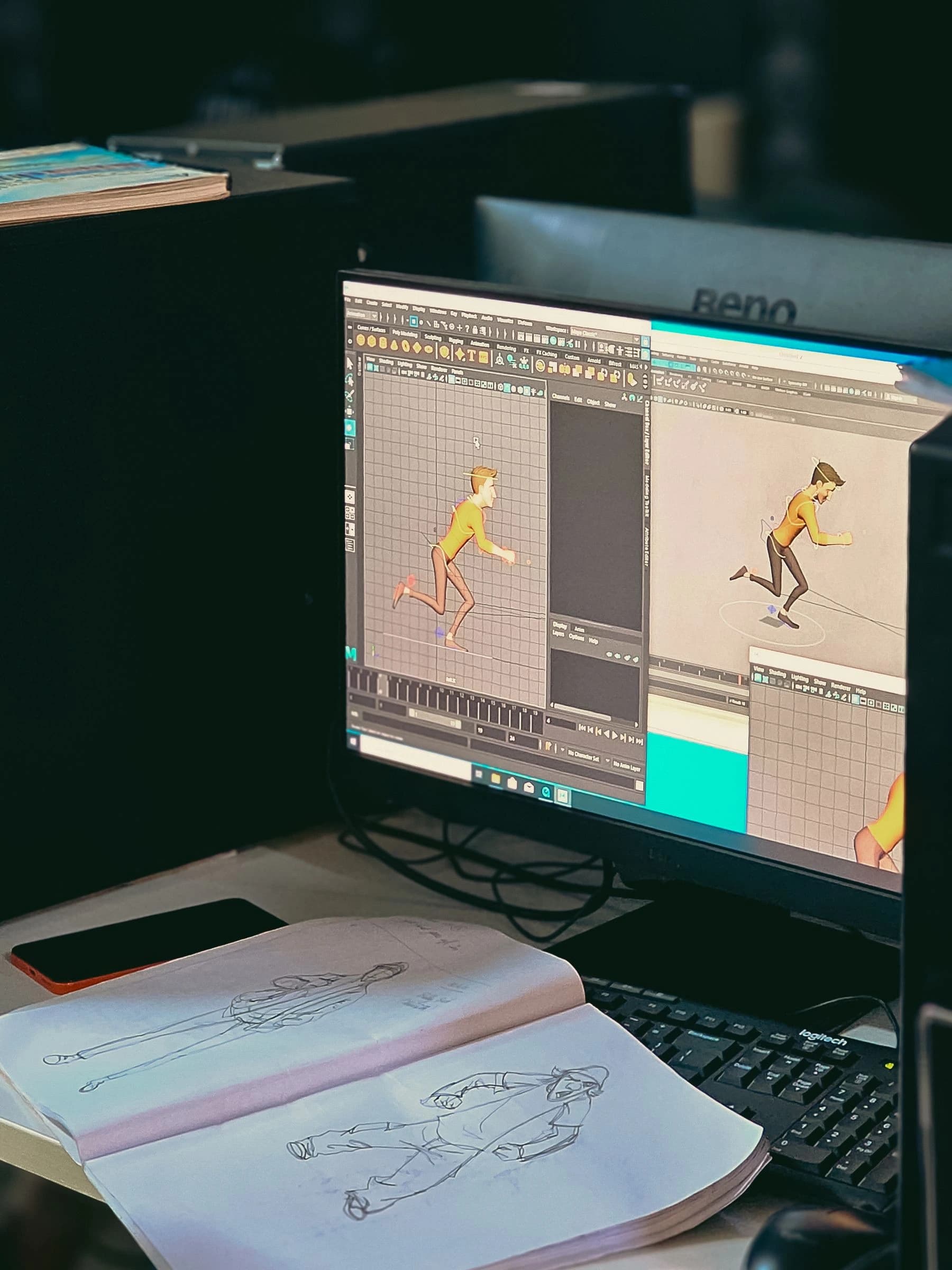 Professional animation studio workspace