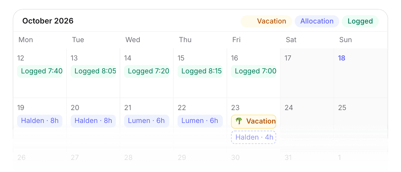 Leave on the activity calendar