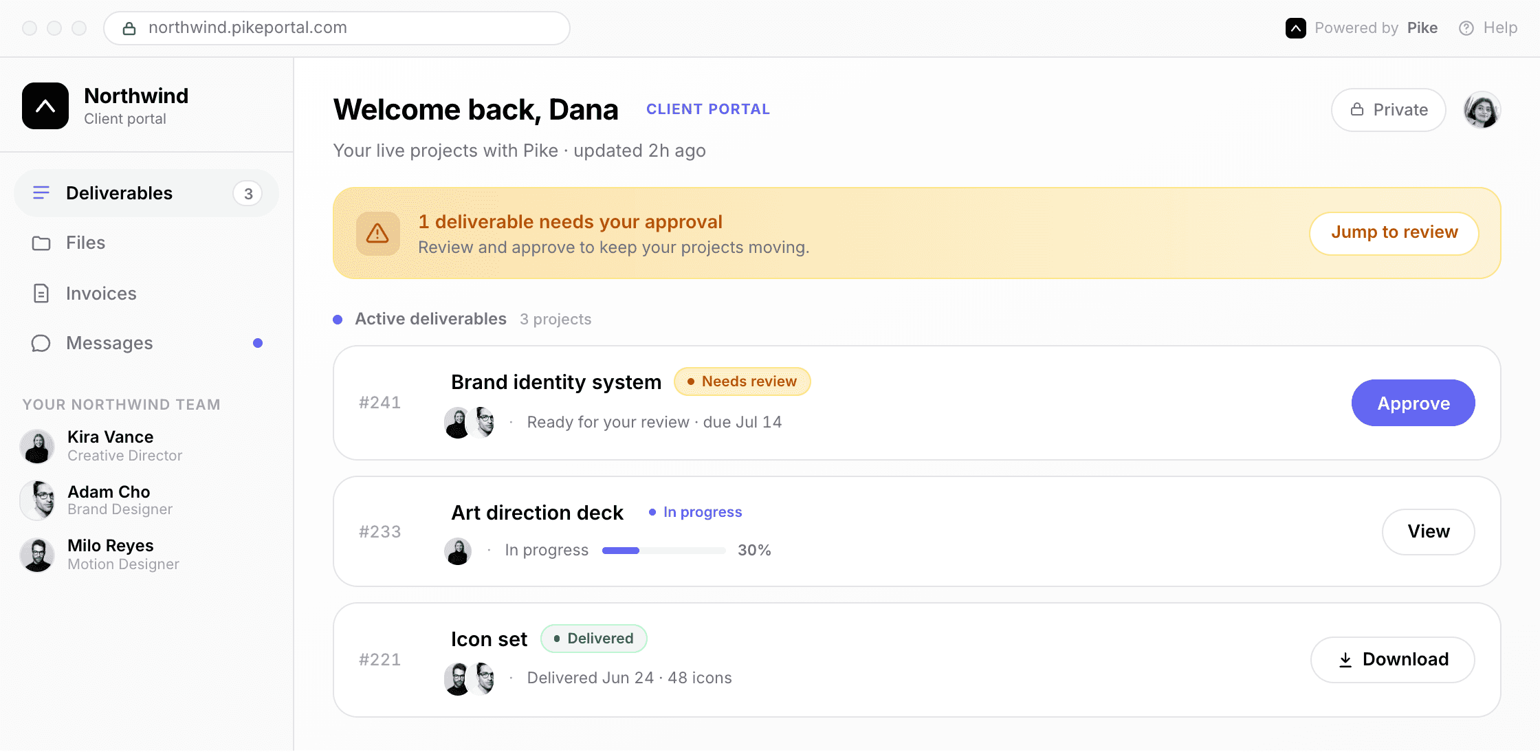 Client portal in light mode